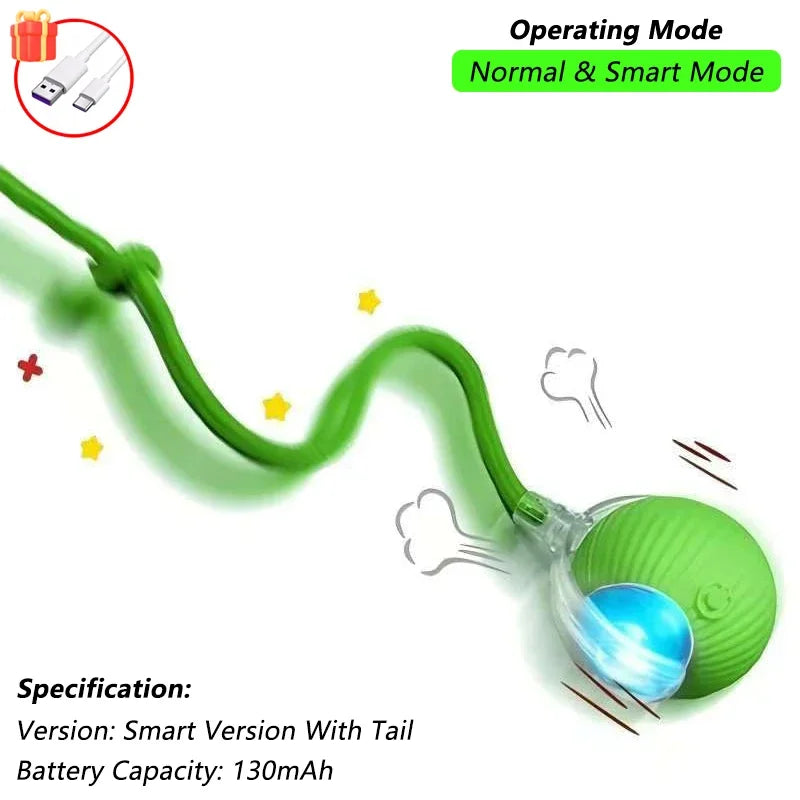 iLMH Rechargeable Rolling Cat Ball with Tail
