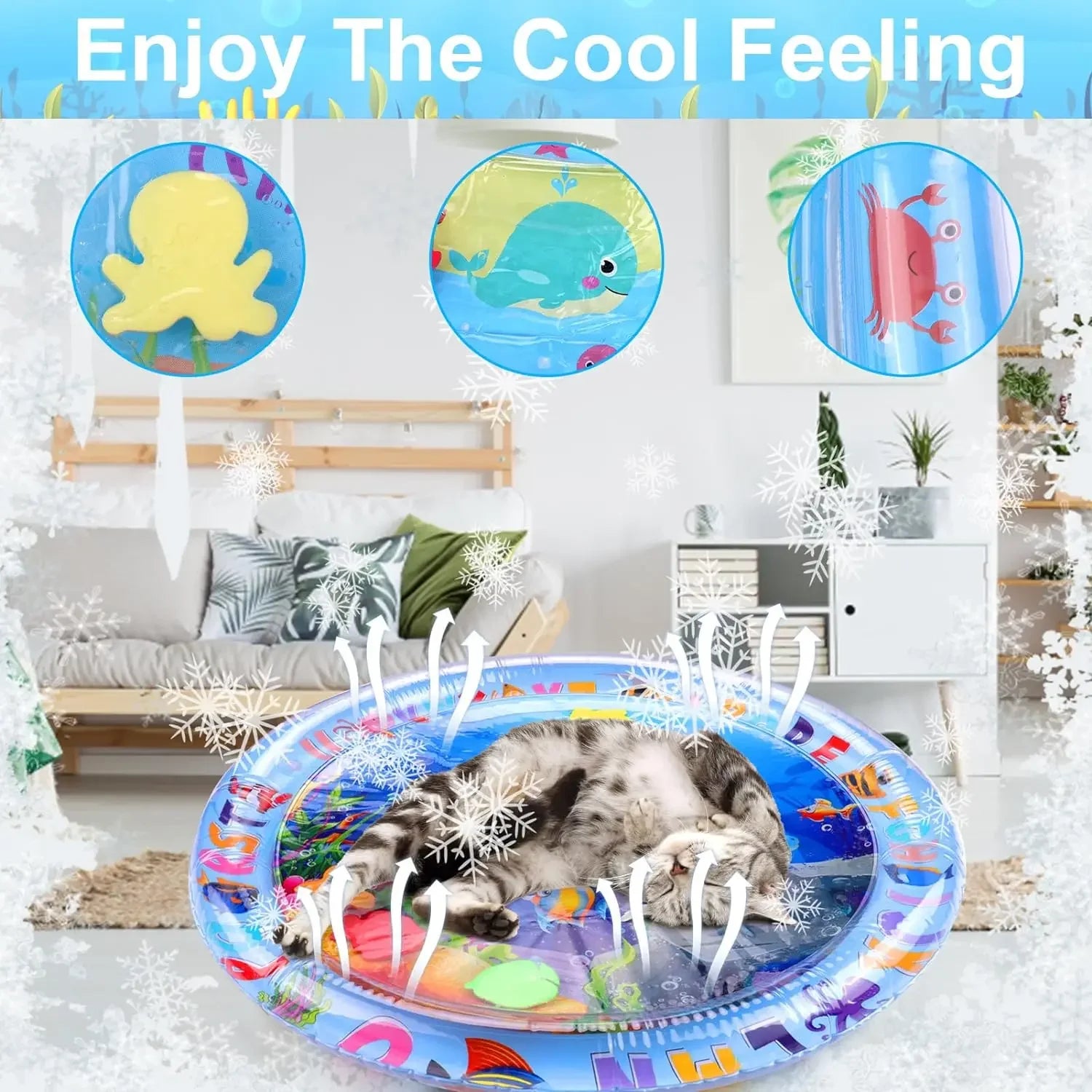Ocean-Themed Water Play Mat for Pets