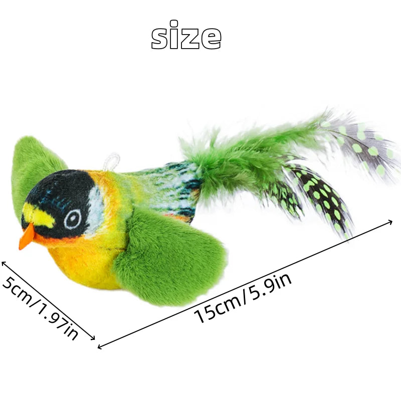 Plush Catnip Bird Toy with Feathers