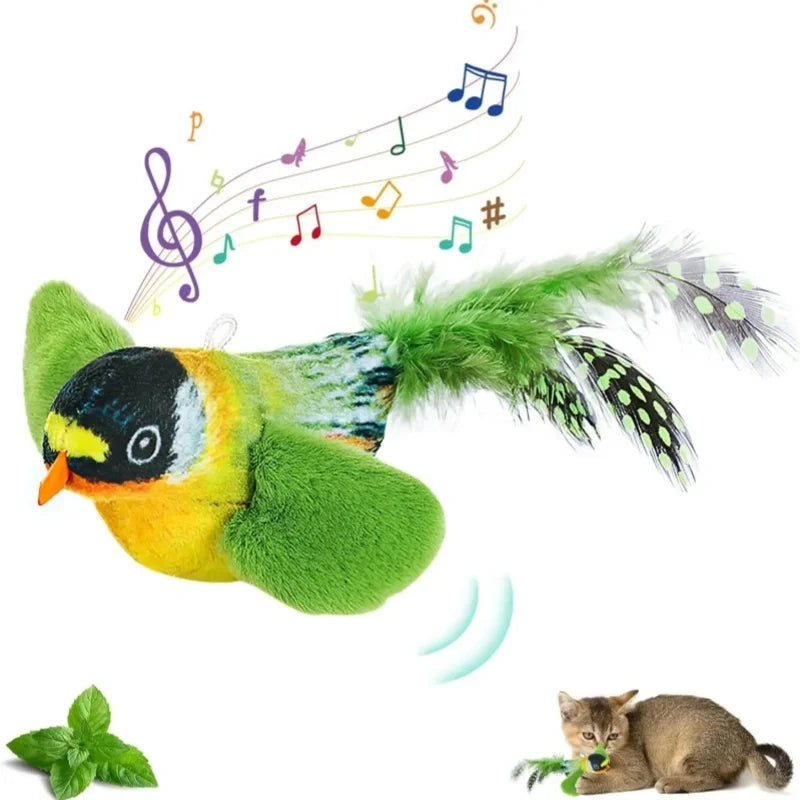 Plush Catnip Bird Toy with Feathers