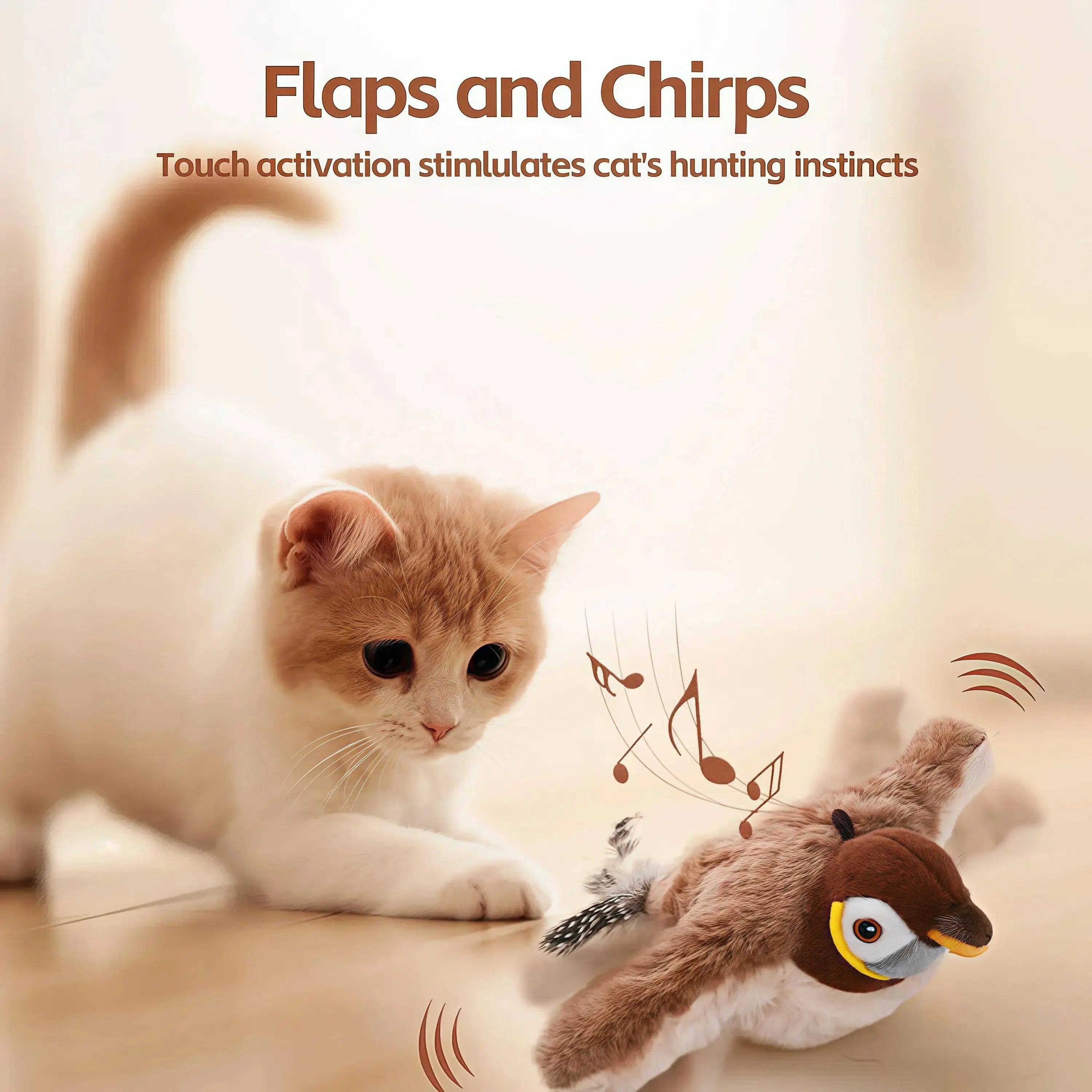 Rechargeable Chirping & Flapping Bird Cat Toy