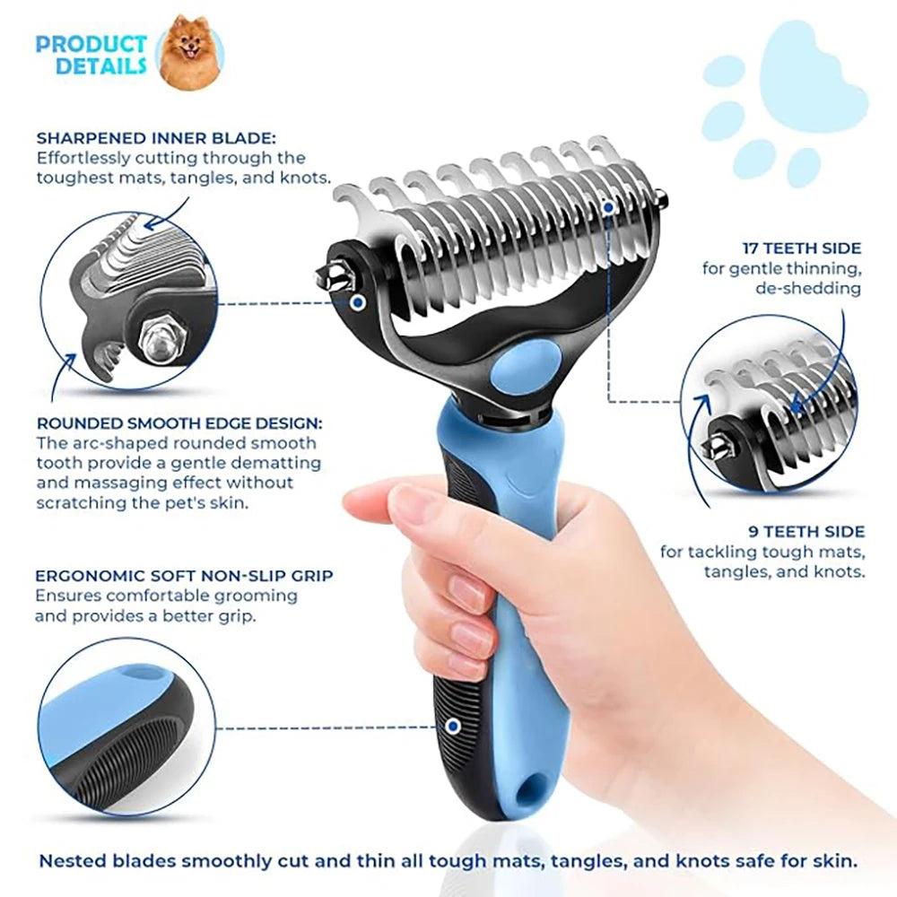 Double-Sided Stainless Steel Pet Grooming Comb