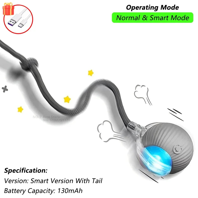iLMH Rechargeable Rolling Cat Ball with Tail