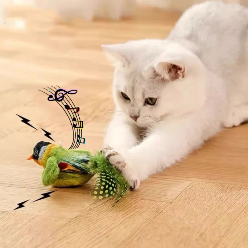 Plush Catnip Bird Toy with Feathers