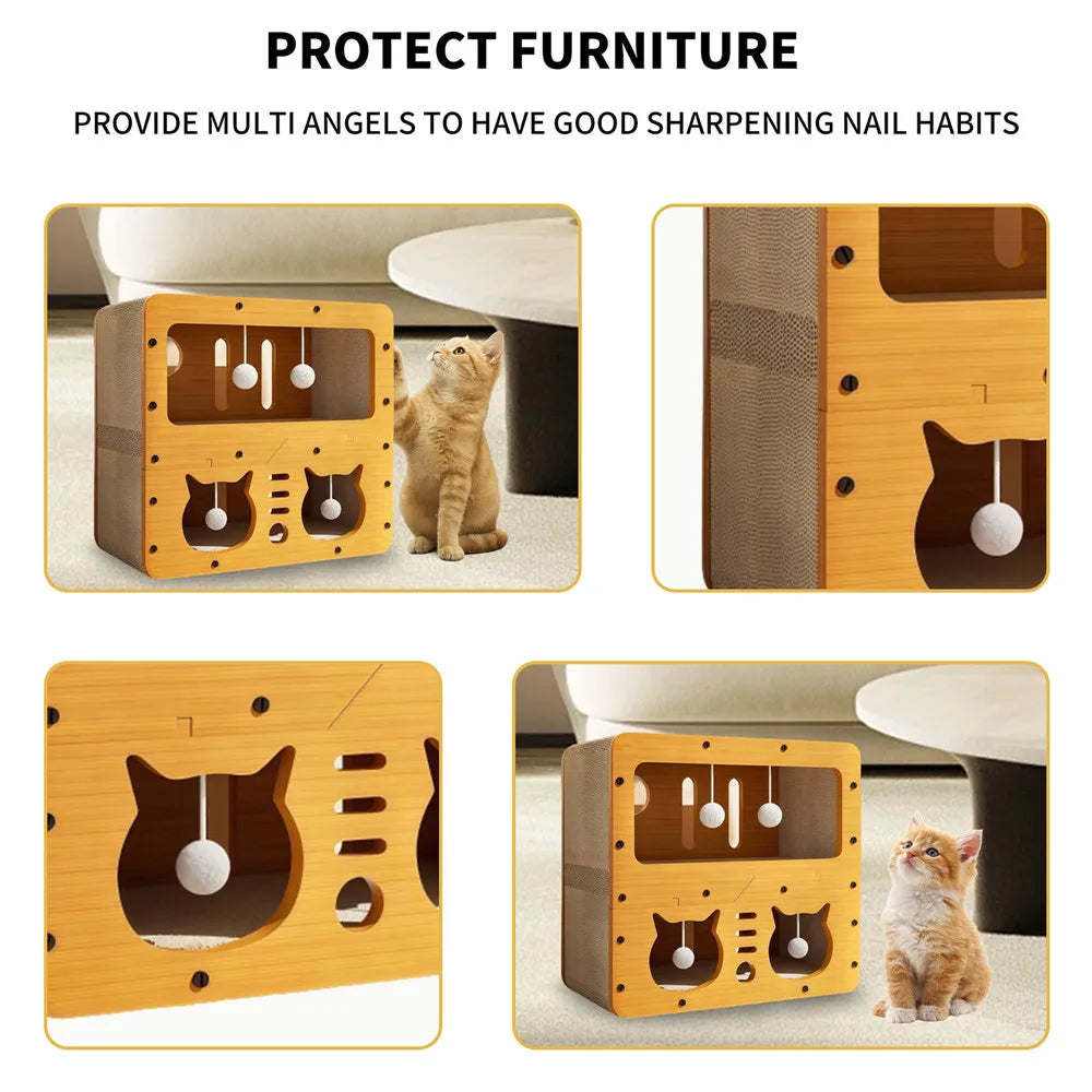 2-in-1 Double-Layer Corrugated Cat Villa and Scratching Board Nest