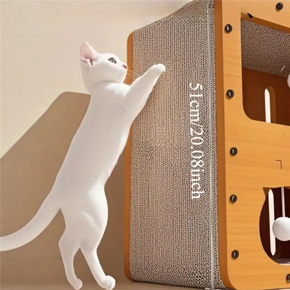 2-in-1 Double-Layer Corrugated Cat Villa and Scratching Board Nest