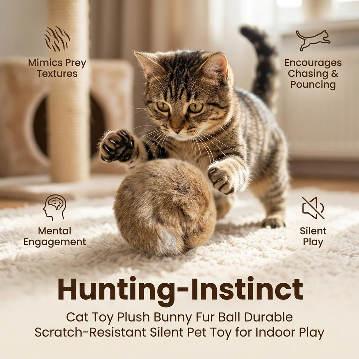 Rabbit Fur Catnip Play Balls – 8 cm