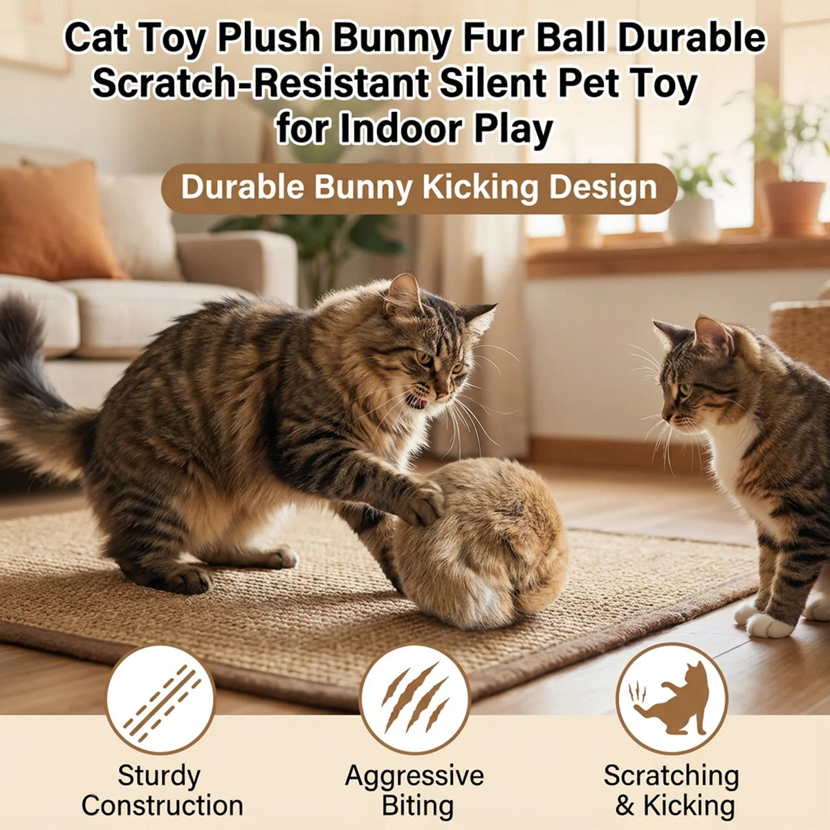 Rabbit Fur Catnip Play Balls – 8 cm