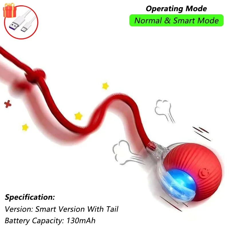 iLMH Rechargeable Rolling Cat Ball with Tail