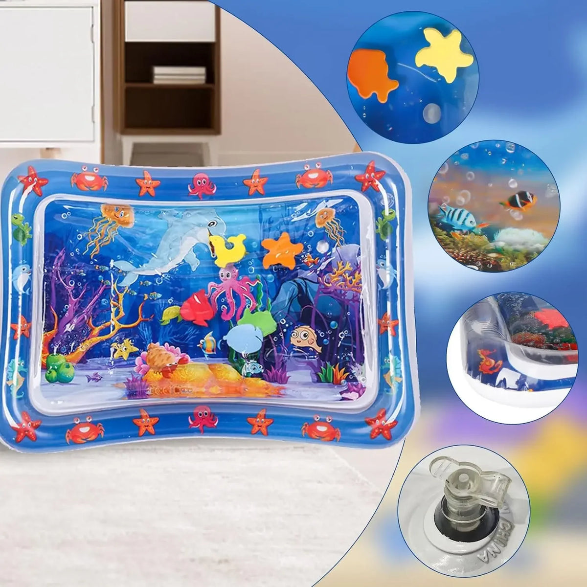 Ocean-Themed Water Play Mat for Pets