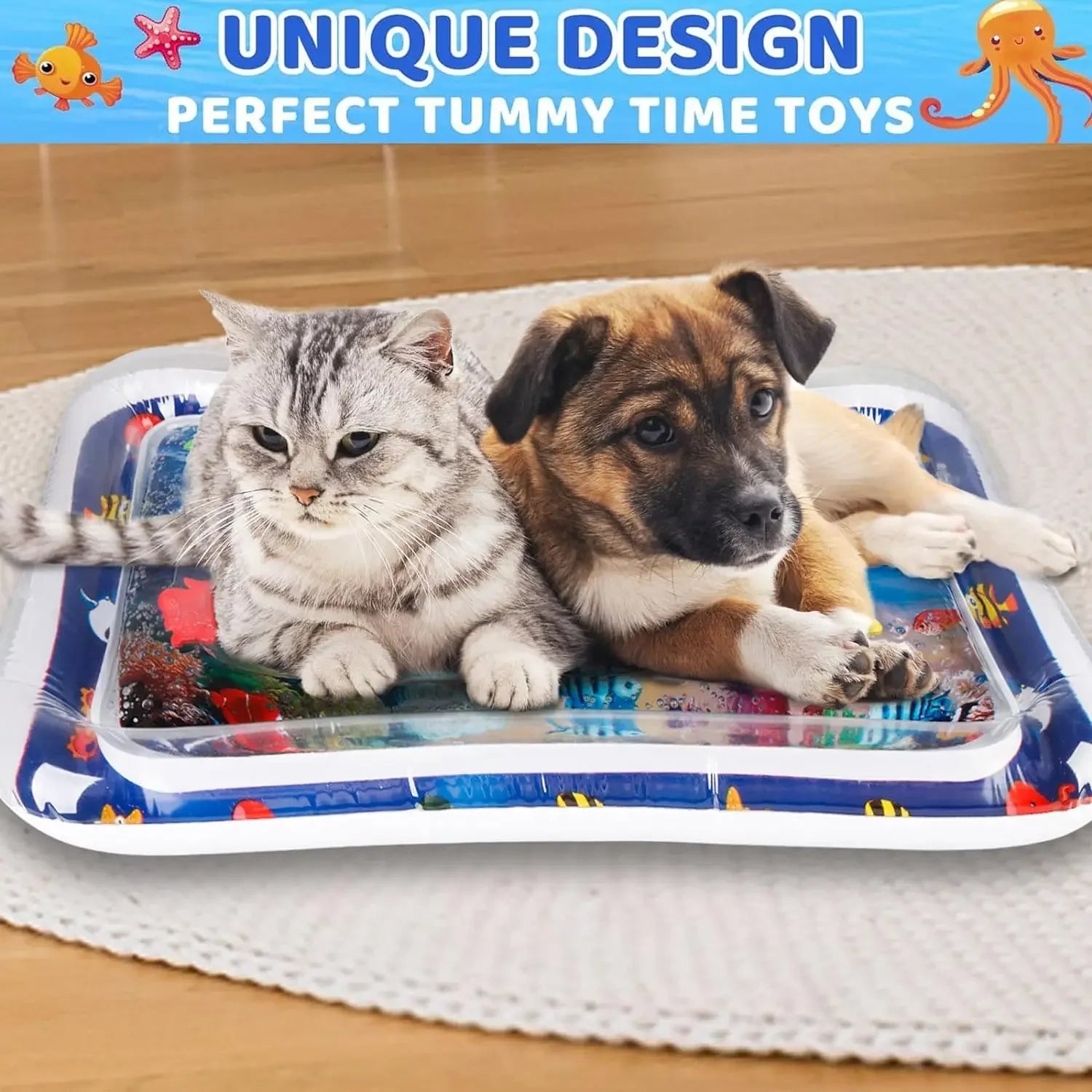 Ocean-Themed Water Play Mat for Pets
