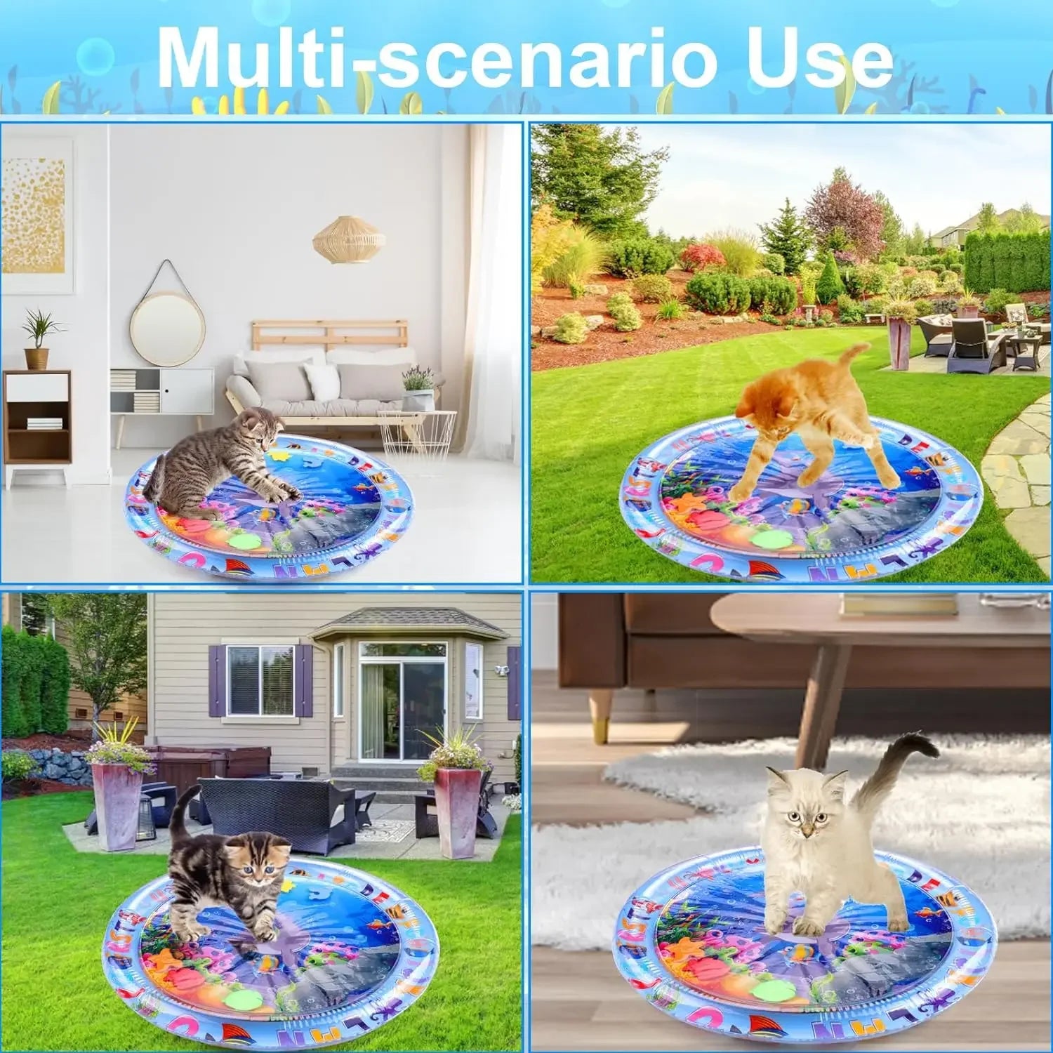 Ocean-Themed Water Play Mat for Pets